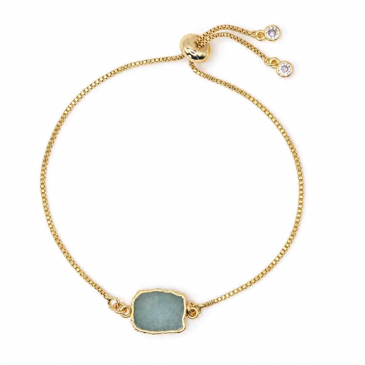 Electric Stone Pull Chain Bracelet Bracelet Athena Designs PBT748AQ Aquamarine 