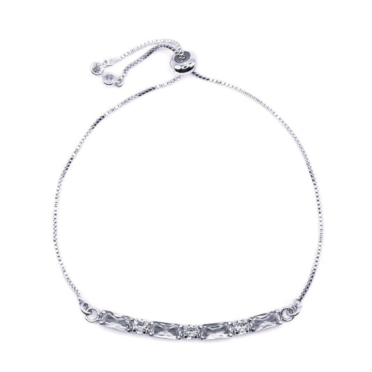 CZ Bar Pull Chain Bracelet Bracelets Beads PGBT7SCL Silver 