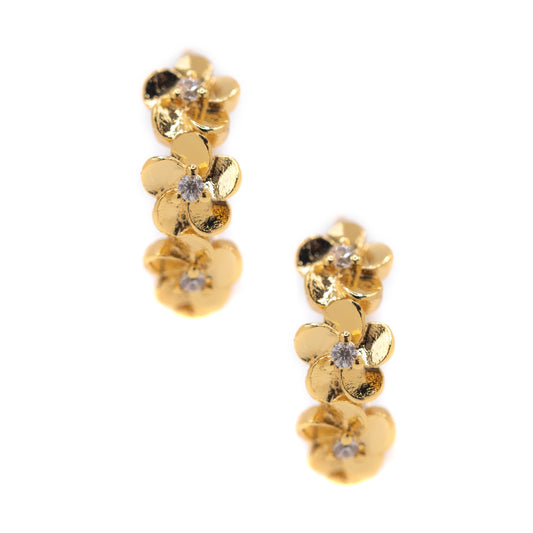 Gold Flower Huggie Earrings athenadesigns EGH40FLWR 