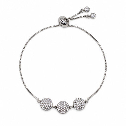 Pave Triple Disk Pull Chain Bracelet Bracelet Beads 