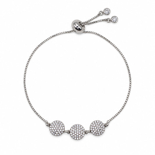 Pave Triple Disk Pull Chain Bracelet Bracelet Beads 