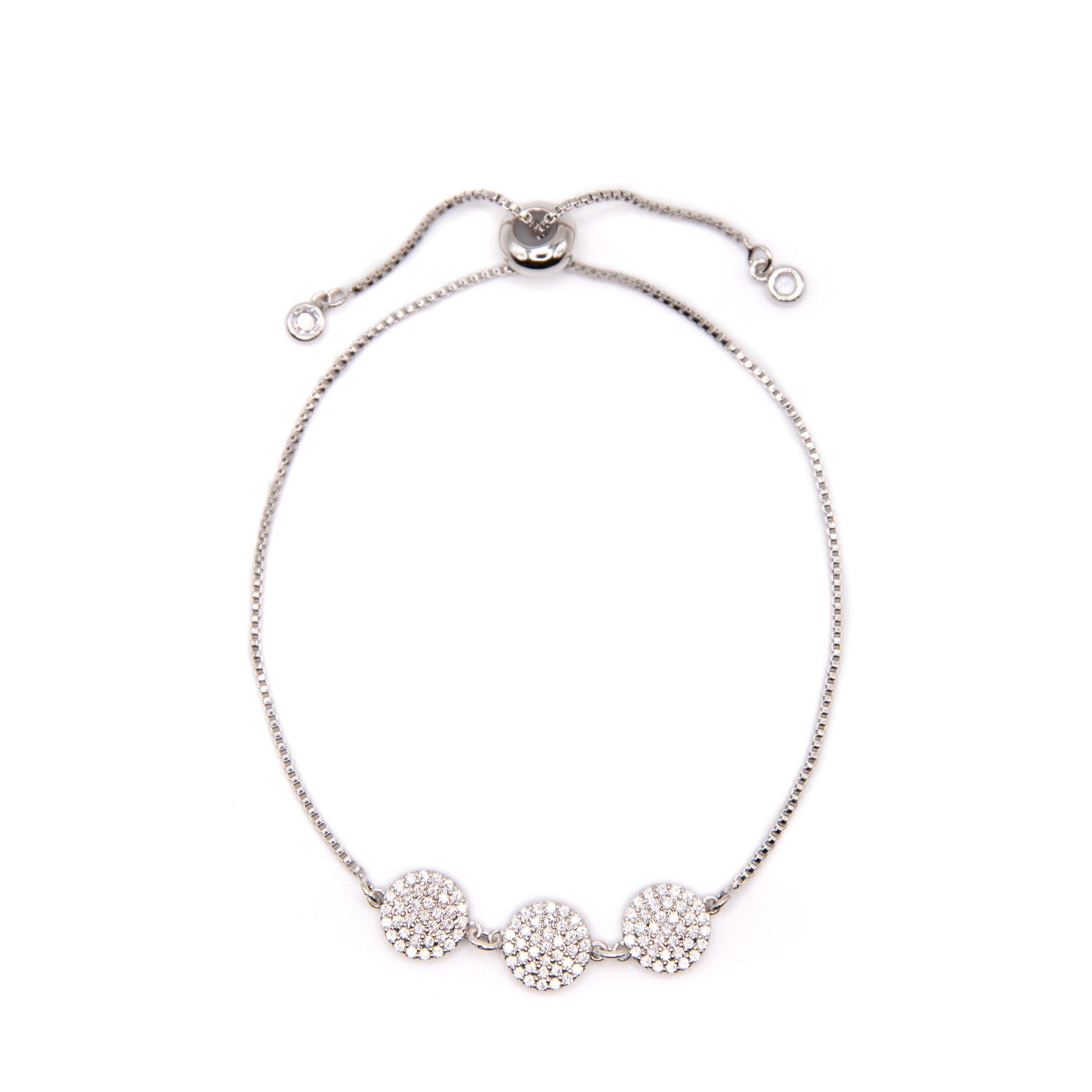 Pave Triple Disk Pull Chain Bracelet Bracelets Beads 