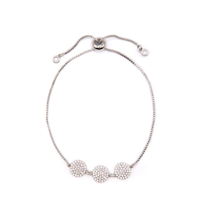 Pave Triple Disk Pull Chain Bracelet Bracelets Beads 
