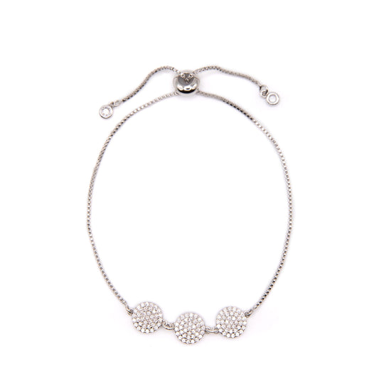 Pave Triple Disk Pull Chain Bracelet Bracelets Beads 