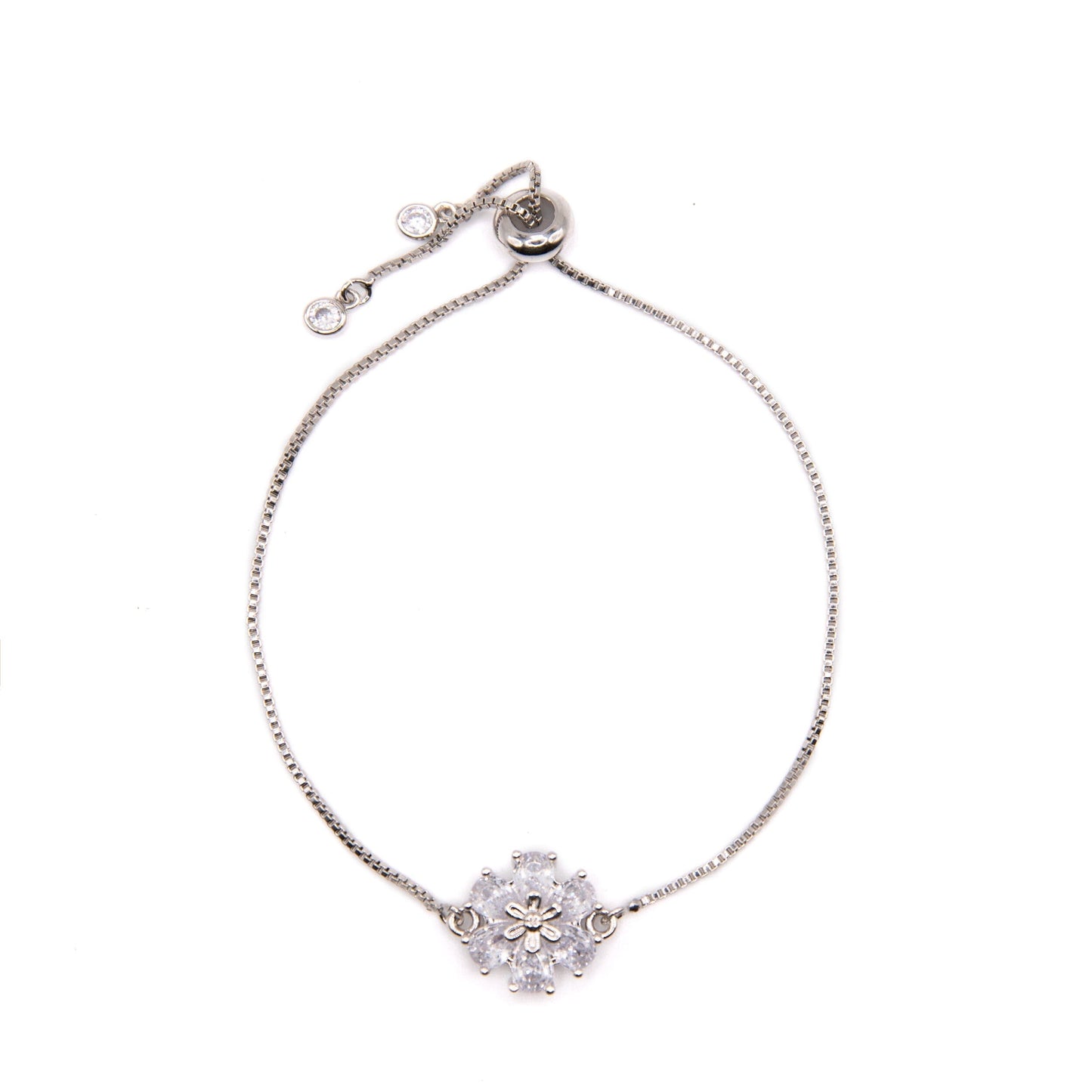Fancy Floral Pull Chain Bracelet Bracelets Beads PSBT740 Silver 
