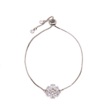 Fancy Floral Pull Chain Bracelet Bracelets Beads PSBT740 Silver 
