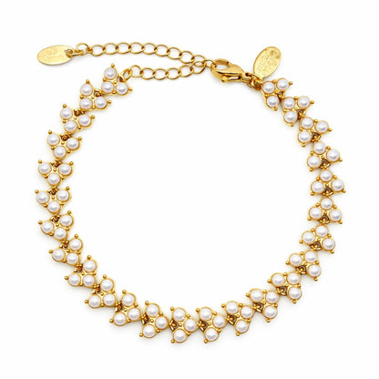 Pearl Strand Bracelet Bracelets Hotlife BGP216 Pearl/Gold 