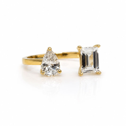 CZ Pear & Rectangle Ring Rings Athena Designs RG2/4508 