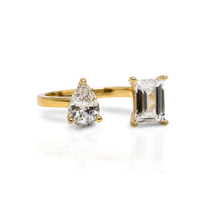 CZ Pear & Rectangle Ring Rings Iishii Designs 