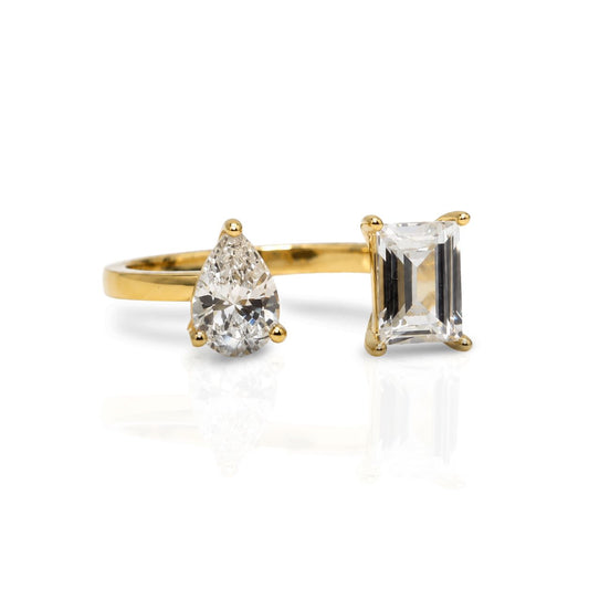 CZ Pear & Rectangle Ring Rings Iishii Designs 