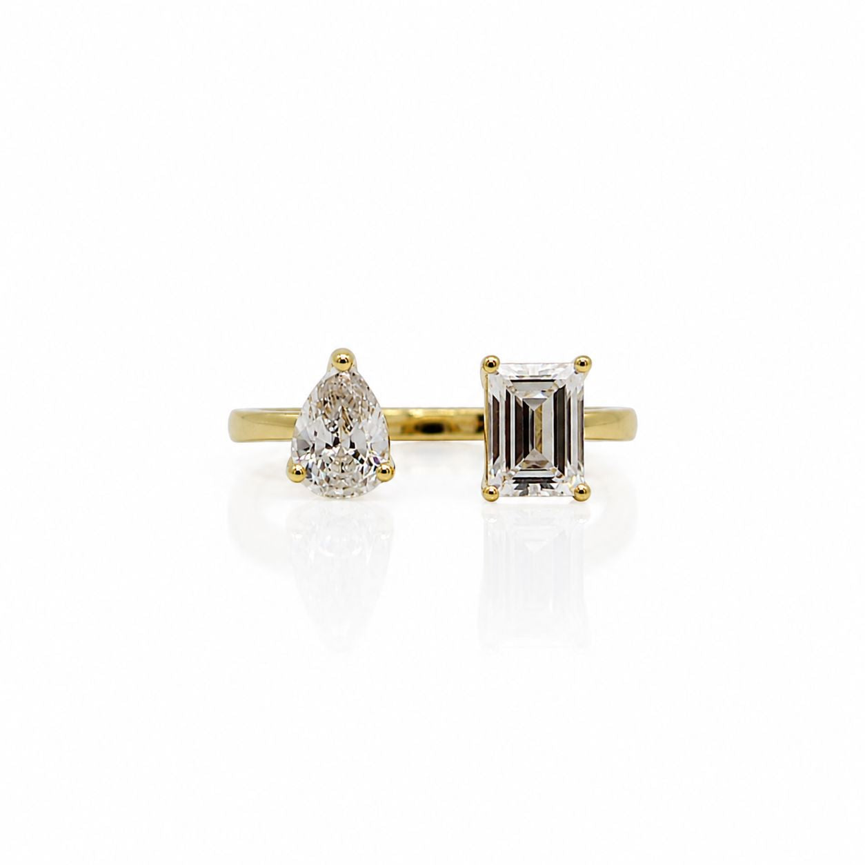 CZ Pear & Rectangle Ring Rings Athena Designs 