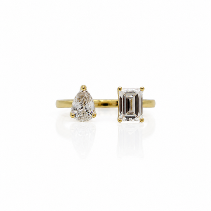 CZ Pear & Rectangle Ring