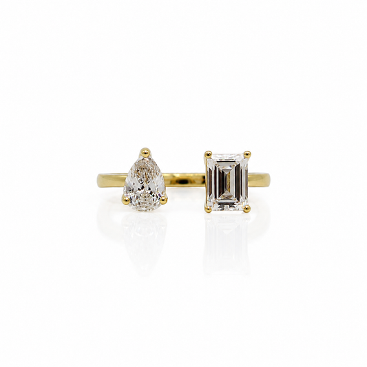 CZ Pear & Rectangle Ring