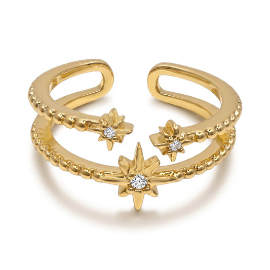 Double CZ Star Band Rings athenadesigns RG2/45STR 