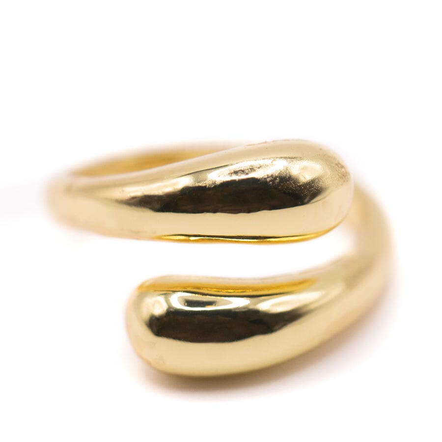Double Teardrop Adjustable Ring: Gold Plated Rings Athena Designs RG4008 