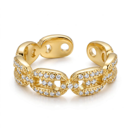 CZ Chain Link Ring Rings Iishii Designs RG4585 Gold 