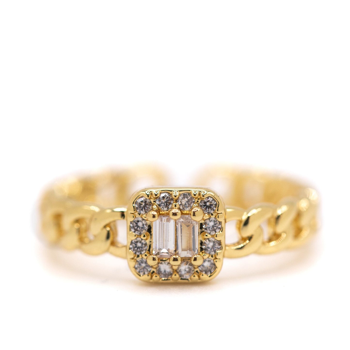 Square CZ Baguette Ring Rings athenadesigns WRG5585 Gold 