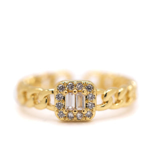 Square CZ Baguette Ring