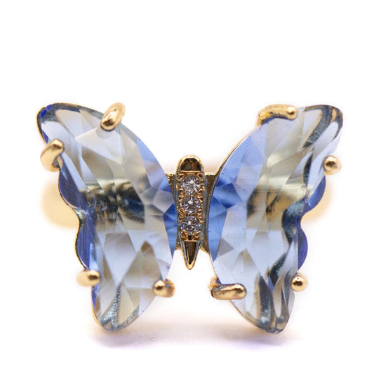 Adjustable Glass Butterfly Ring: Blue Rings athenadesigns 