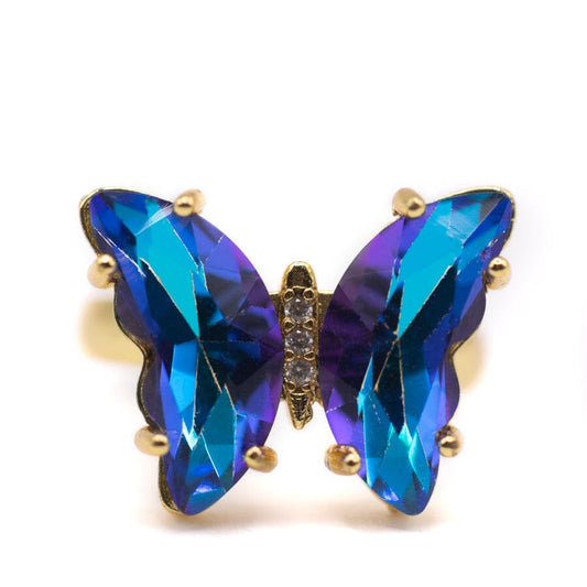 Glass Butterfly Ring - Sapphire Velvet Rings athenadesigns RG5BFLYSV Sapphire Velvet 