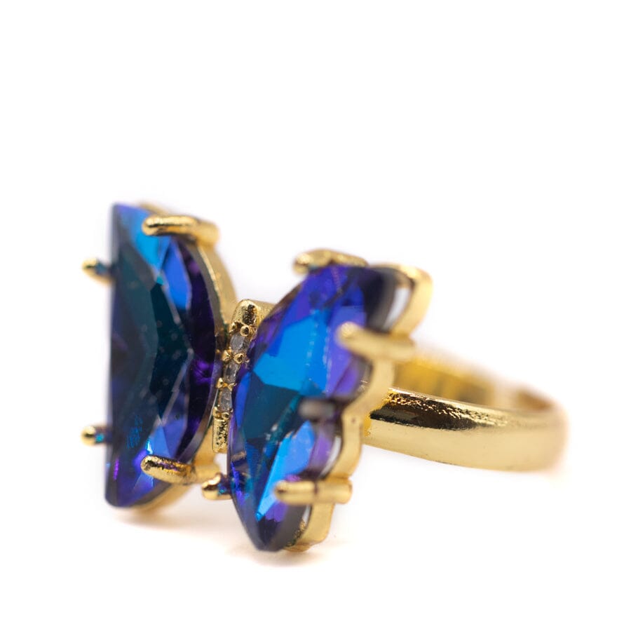 Glass Butterfly Ring - Sapphire Velvet Rings athenadesigns 