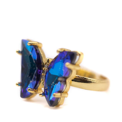 Glass Butterfly Ring - Sapphire Velvet Rings athenadesigns 