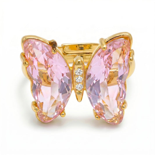 Glass Butterfly Ring Pink Rings athenadesigns RG5BFLYPK 