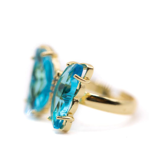 Adjustable Glass Butterfly Ring: Aqua Rings athenadesigns 