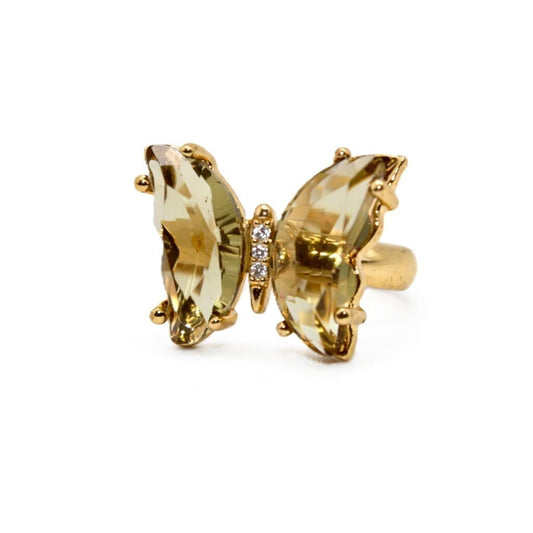 Glass Butterfly Ring Rings Trend Lab RG5BFLYSMK Smokey Adj