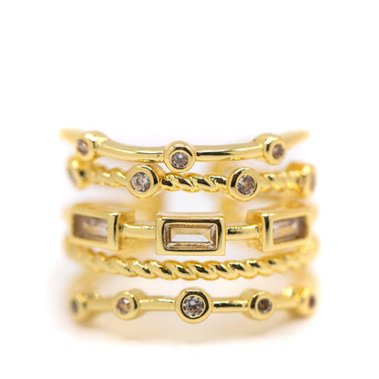 5 Row Adjustable CZ Ring Rings athenadesigns RG5/450 