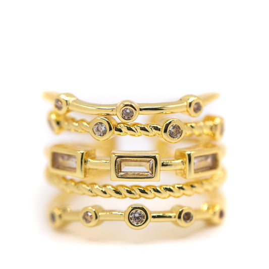 5 Row Adjustable CZ Ring Rings athenadesigns RG5/450 