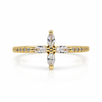 Dainty Cross Ring Rings Beads RGF4105 Gold 