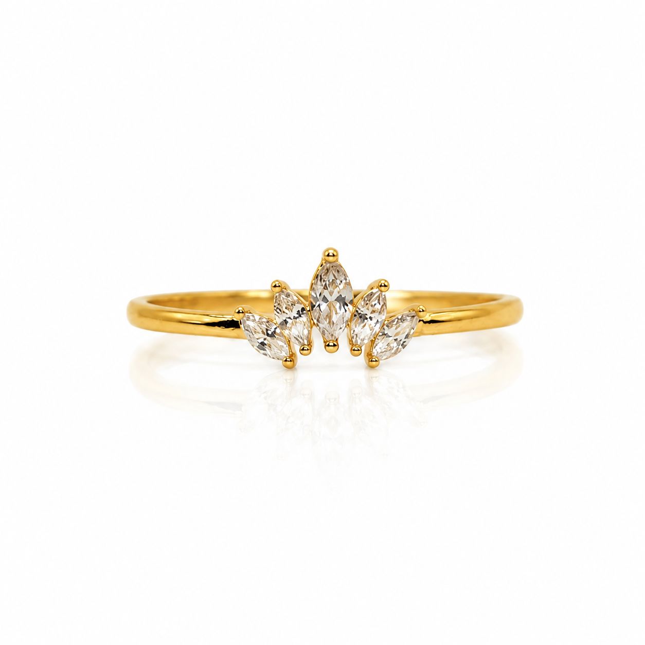 Cinq Baguette Ring Rings Iishii Designs RGPB225 Gold 