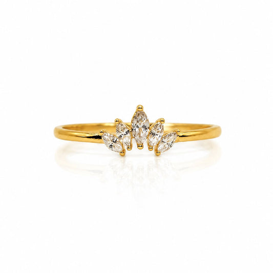 Cinq Baguette Ring Rings Iishii Designs RGPB225 Gold 