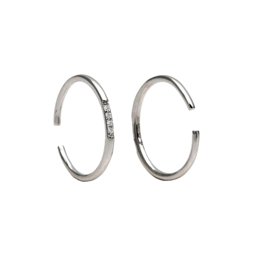 Double Thin Band with CZ Adjustable Ring - Silver Rings athenadesigns RS32CZ Silver 