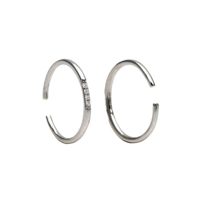 Double Thin Band with CZ Adjustable Ring - Silver Rings athenadesigns RS32CZ Silver 