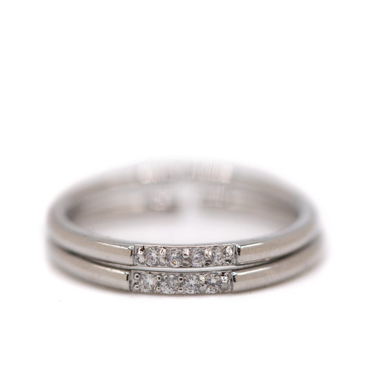 Double Band with CZ Rings athenadesigns RS32CZ Silver 