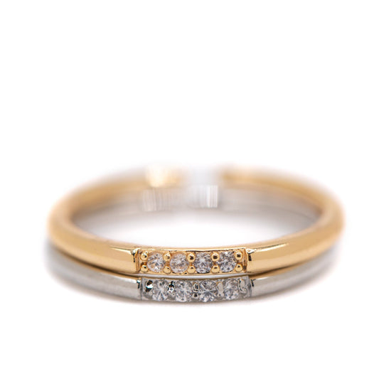 Double Band with CZ Rings athenadesigns RTT32CZ Two Tone 