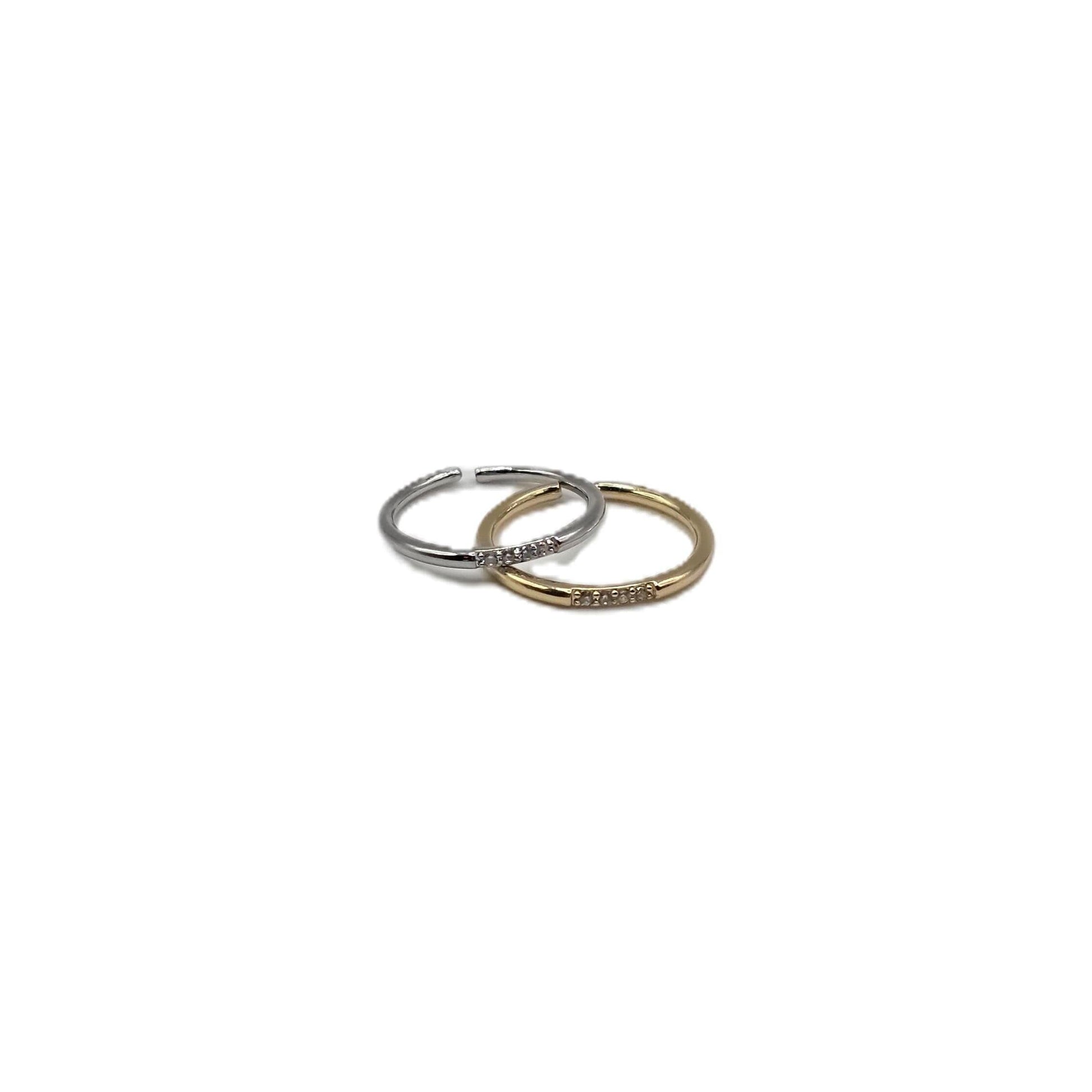 Double Thin Band with CZ Adjustable Ring - Two Tone Rings athenadesigns 