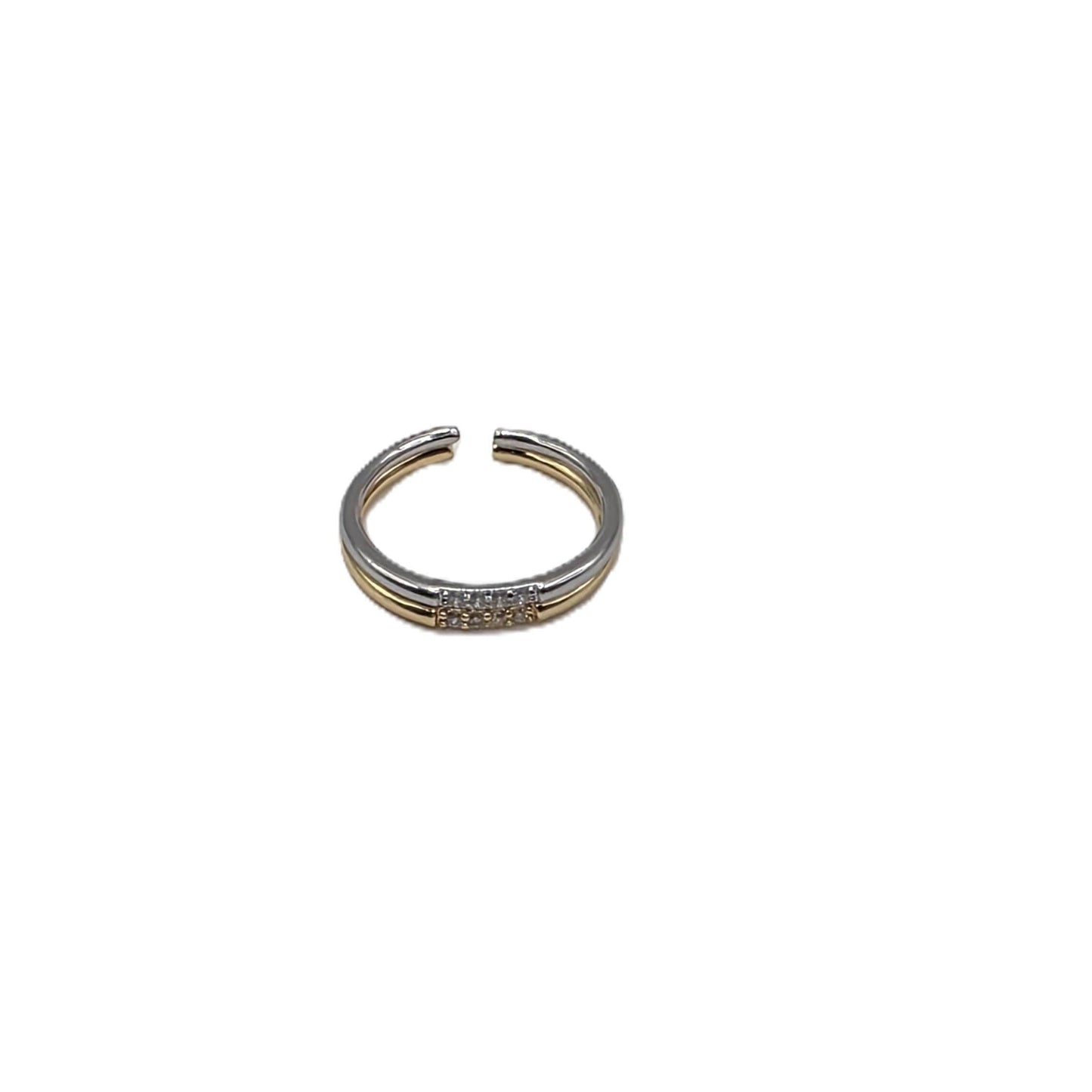 Double Thin Band with CZ Adjustable Ring - Two Tone Rings athenadesigns 