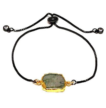 Electroform Stone Pull Chain Bracelet: Labradorite Bracelet athenadesigns Gunmetal; PBXT748LD 