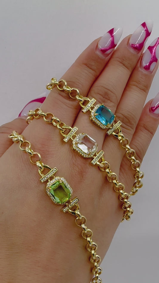 CZ Charm Bracelet: Clear