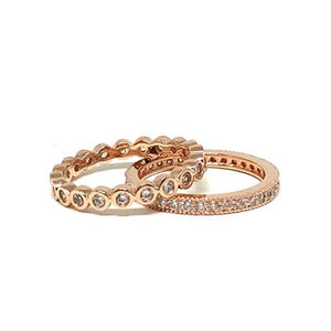 2 Stack Crystal Ring: Rose Gold Vermeil (RRG2/455) Rings athenadesigns Size 6: RRG2/455/6 