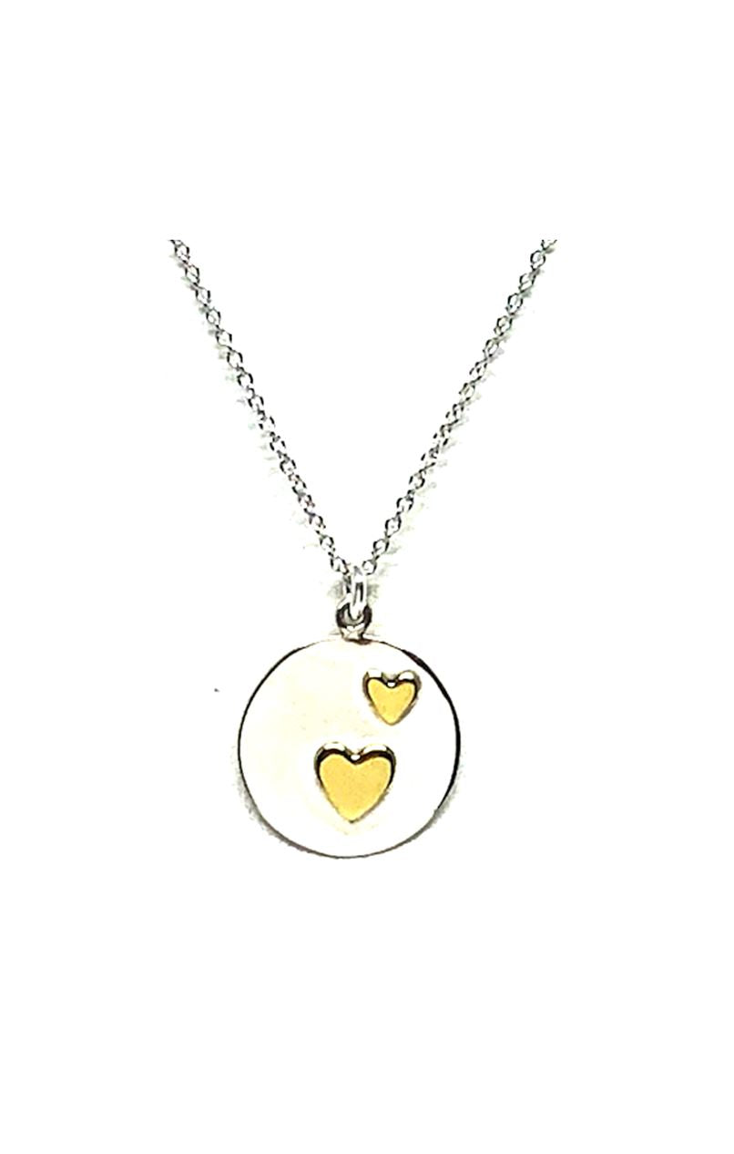 Two Heart on Disc Necklace: Sterling Silver (NCPHRT2G) SALE athenadesigns Default Title 