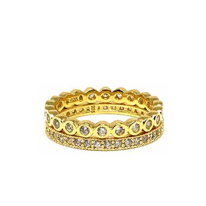 2 Stack Crystal Ring: Gold Vermeil (RG2/455) Rings athenadesigns Size 6:RG2/455/6 