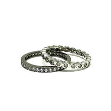 Load image into Gallery viewer, 2 Stack Crystal Ring: Oxidized Sterling (RX2/455) Rings Athena Designs Size 6: RX2/455/6 
