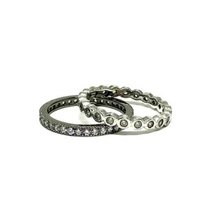 2 Stack Crystal Ring: Oxidized Sterling (RX2/455) Rings Athena Designs Size 6: RX2/455/6 