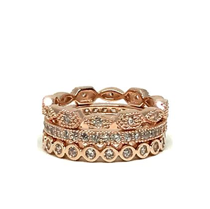 3 Stack Ring: Rose Gold Vermeil (RRG3/455) Rings athenadesigns Size 6: RRG3/455/6 
