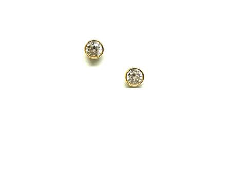 CZ Bezel Stud: 3mm: Gold, Also:Rose Gold & Sterling(EGP465/3) Earrings athenadesigns Gold - EGP465/3 