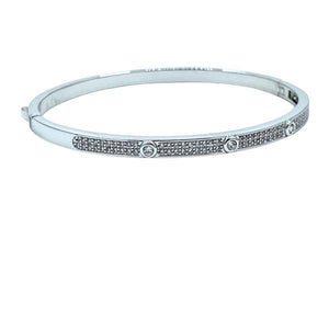 Bangle Bracelet: Sterling Silver With CZ Stones (BNS4506) Bracelet athenadesigns 